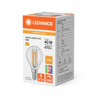 Osram / Ledvance LED Filament Tropfen P klar 300° Superior 4,2-40W/927 warmweiß 470lm E14 220-240V dimmbar – Verpackung 2