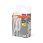 Osram / Ledvance LED Filament Base Kerze B klar 300° 4-40W/827 warmweiß 470lm E14 220-240V 2er Pack – Verpackung 2