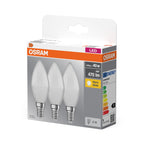 Osram / Ledvance LED Base Kerze B matt 220° 4,9-40W/827 warmweiß 470lm E14 220-240V 3er Pack – Verpackung 2