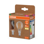 Osram / Ledvance LED Filament Tropfen P klar 320° UltraEfficient 2,2-40W/827 warmweiß 470lm E14 220-240V – Verpackung 2