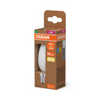 Osram / Ledvance LED Filament Kerze B matt 330° UltraEfficient 2,2-40W/827 warmweiß 470lm E14 220-240V – Verpackung 2