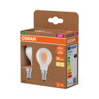 Osram / Ledvance LED Filament Tropfen P matt 330° UltraEfficient 1,2-40W/827 warmweiß 470lm E14 220-240V – Verpackung 2