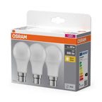 Osram / Ledvance LED Base Classic A matt 180° 8-60W/827 warmweiß 806lm B22d 220-240V 3er Pack – Verpackung 2