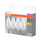 Osram / Ledvance LED Filament Base Kerze B matt 300° 4,2-40W/827 warmweiß 470lm E14 220-240V 4er Pack – Verpackung 2