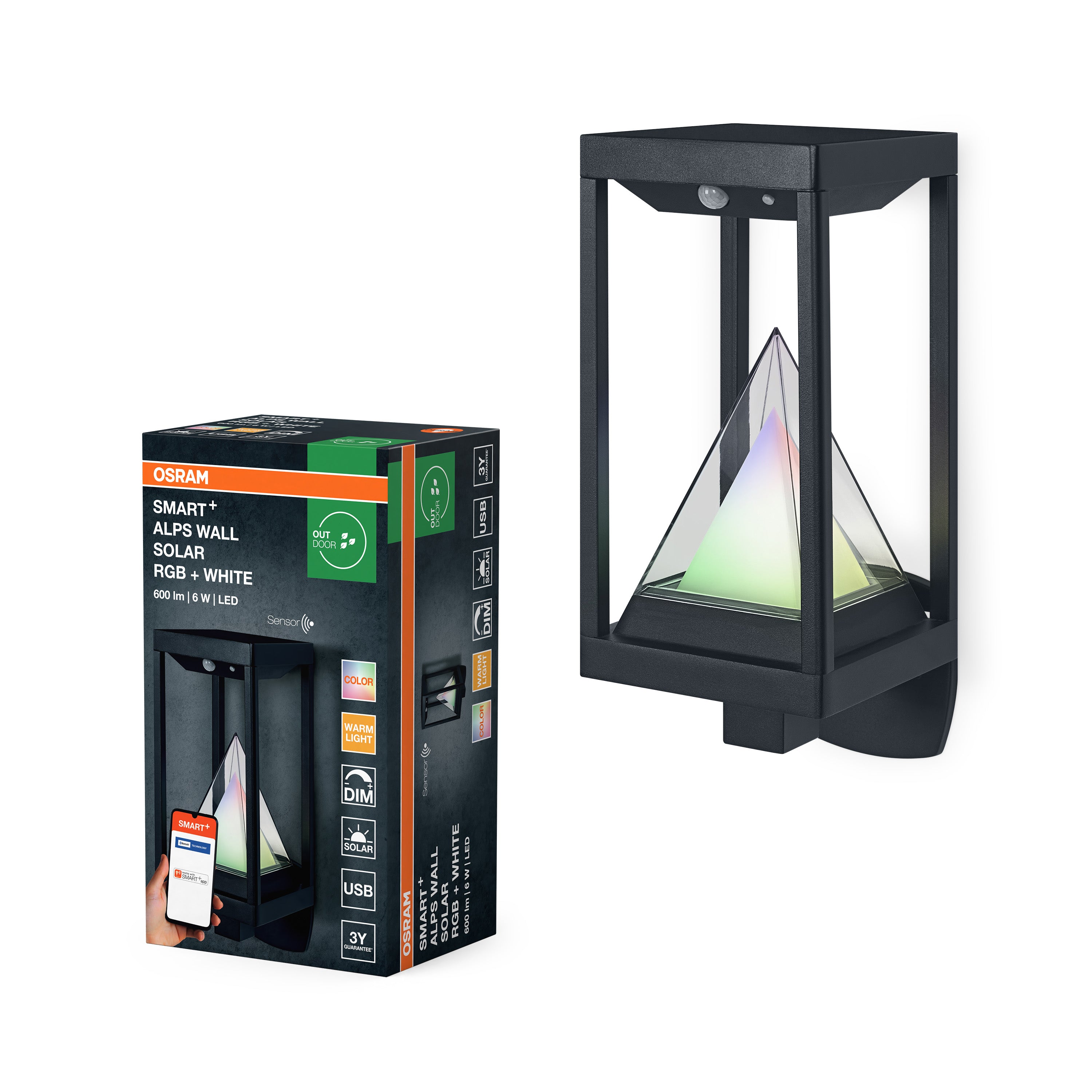 Osram LED Wandleuchte Smart+ BT Alps Solar RGB W – Produkt mit Verpackung