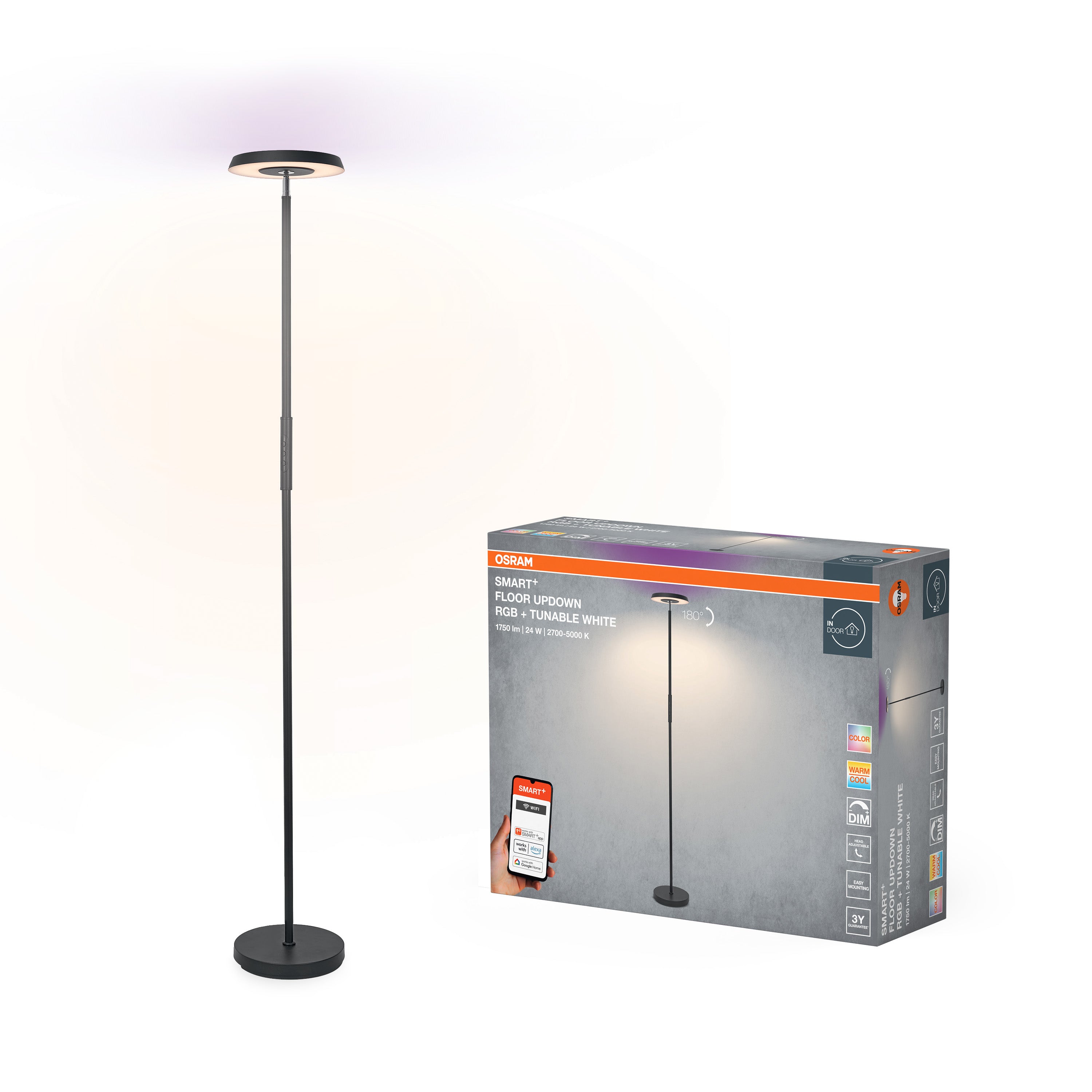 Osram LED Stehleuchte Smart+ WiFi UpDown RGB TW – Produkt mit Verpackung