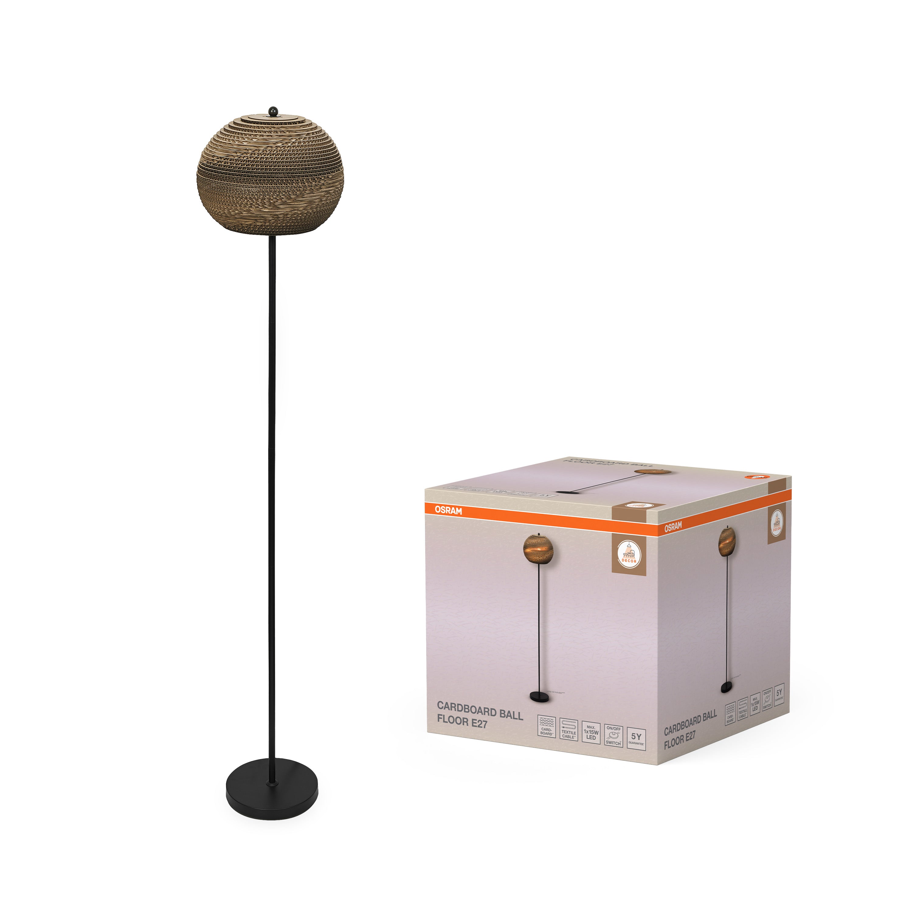 Osram Stehleuchte Decor Cardboard Ball 1-flammig E27 – Produkt mit Verpackung