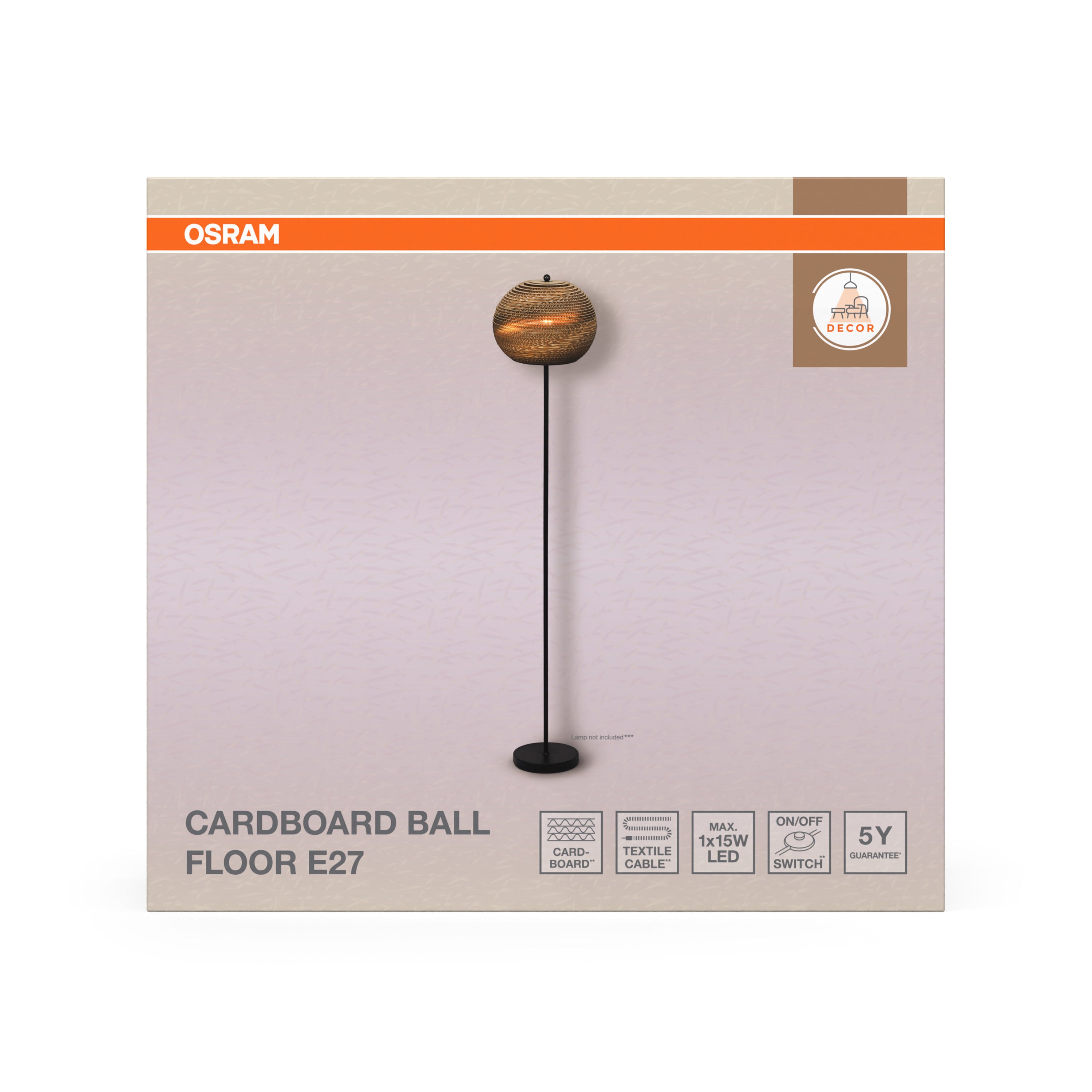Osram Stehleuchte Decor Cardboard Ball 1-flammig E27 – Verpackung Vorderseite