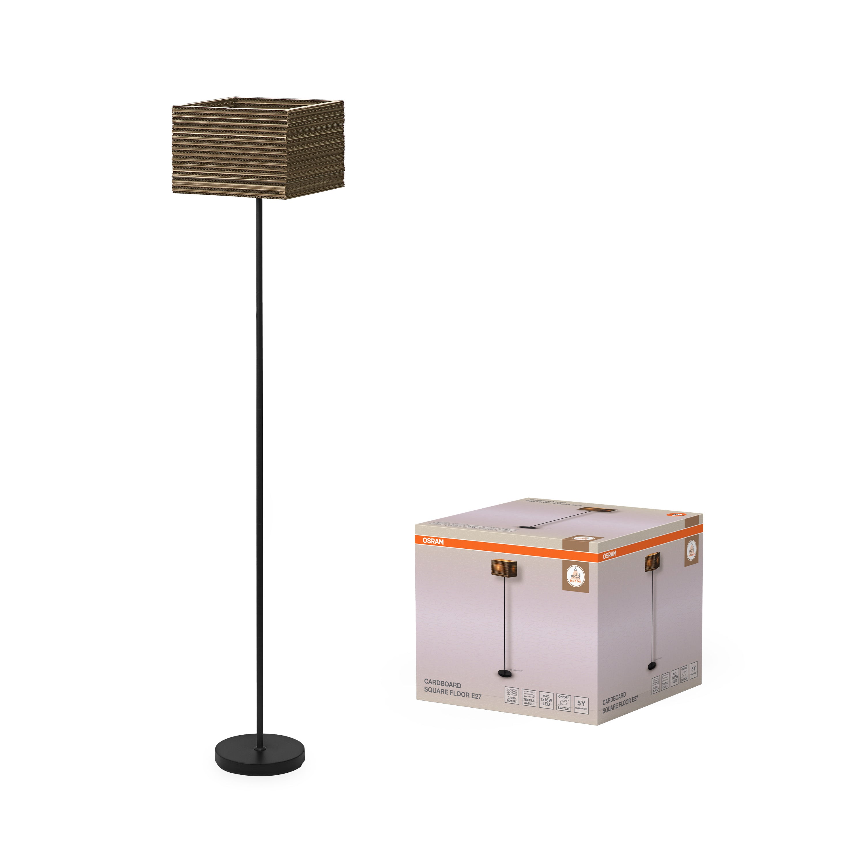 Osram Stehleuchte Decor Cardboard Square 1-flammig E27 – Produkt mit Verpackung
