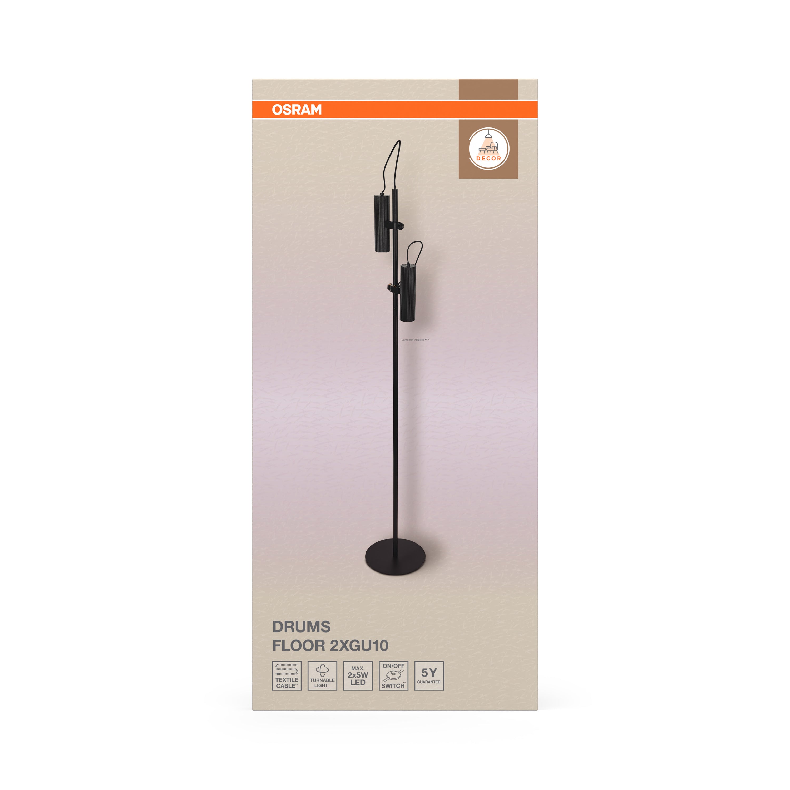 Osram Stehleuchte Decor Drums 2-flammig GU10 – Verpackung Vorderseite