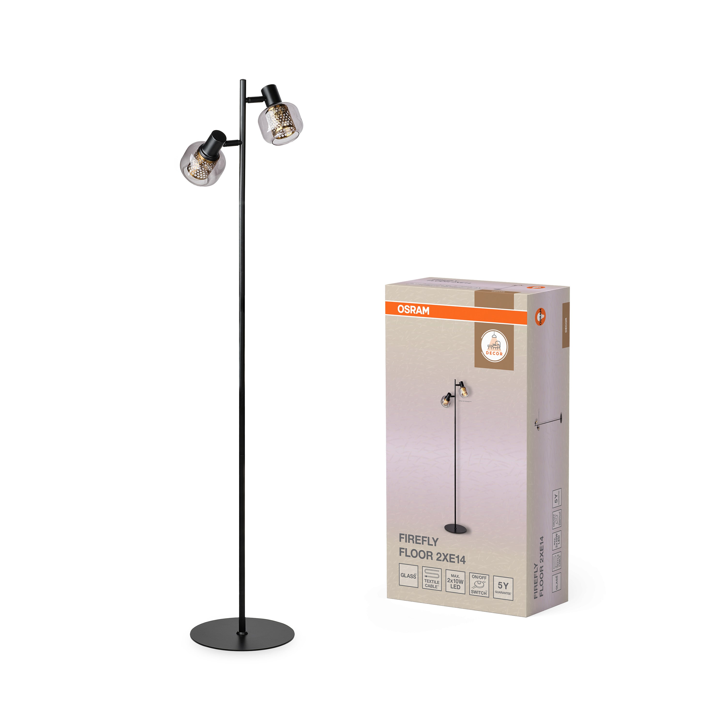 Osram Stehleuchte Decor Firefly 2-flammig E14 – Produkt mit Verpackung