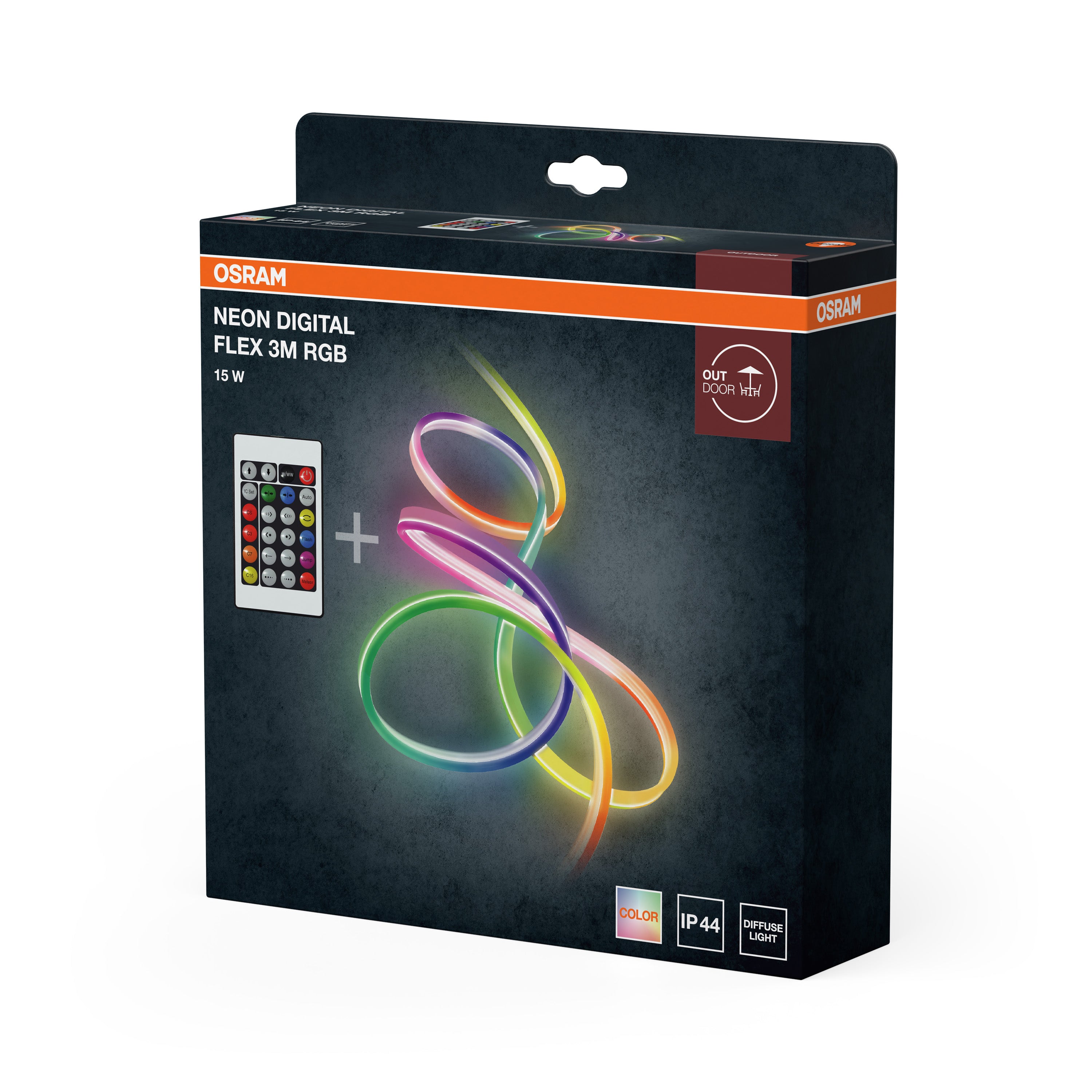 Osram LED-Band Neon Digital 3m RGB Remote Control – Verpackung, räumliche Ansicht