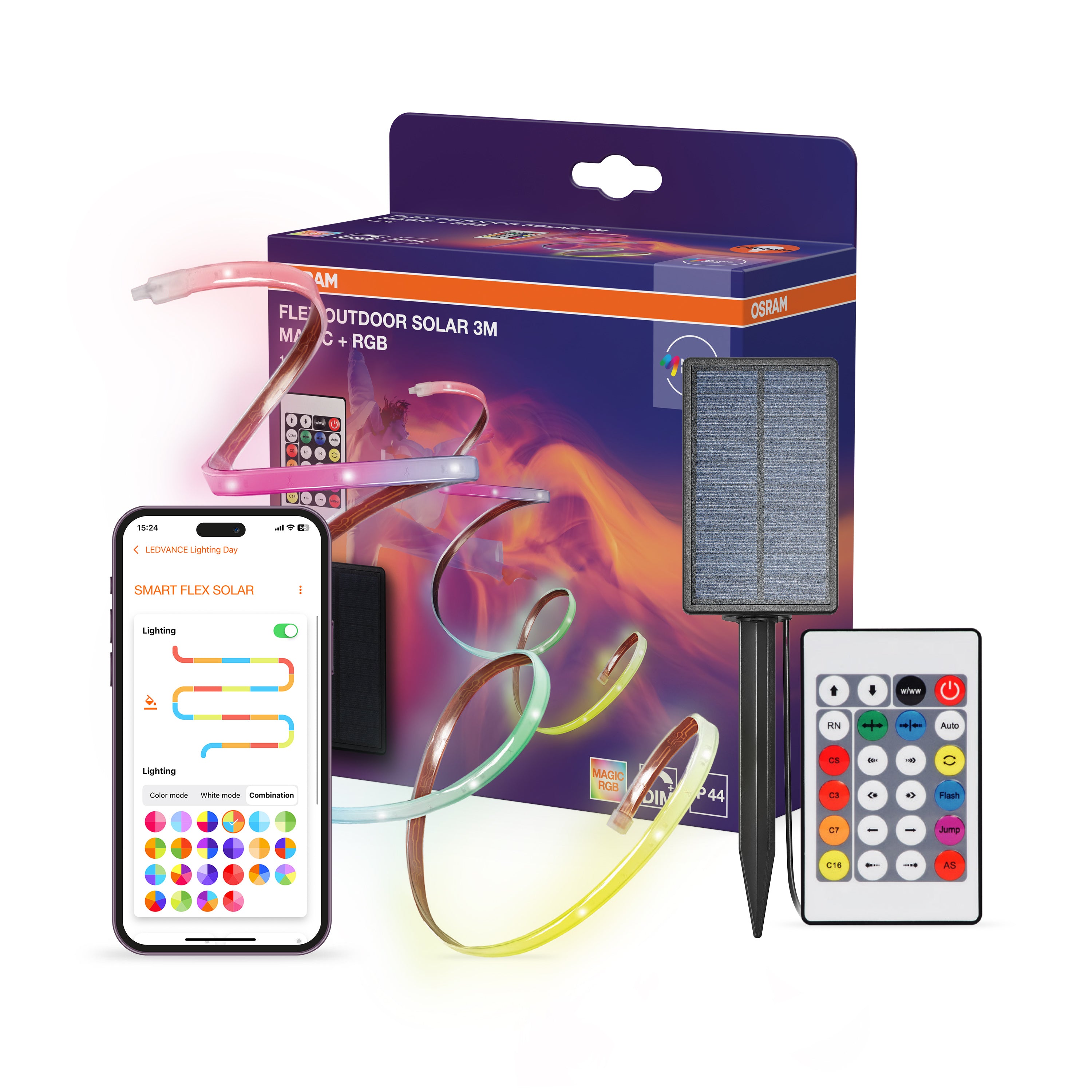 Osram LED-Band Outdoor Solar 3m Magic RGB Remote Control – Produkt mit Verpackung
