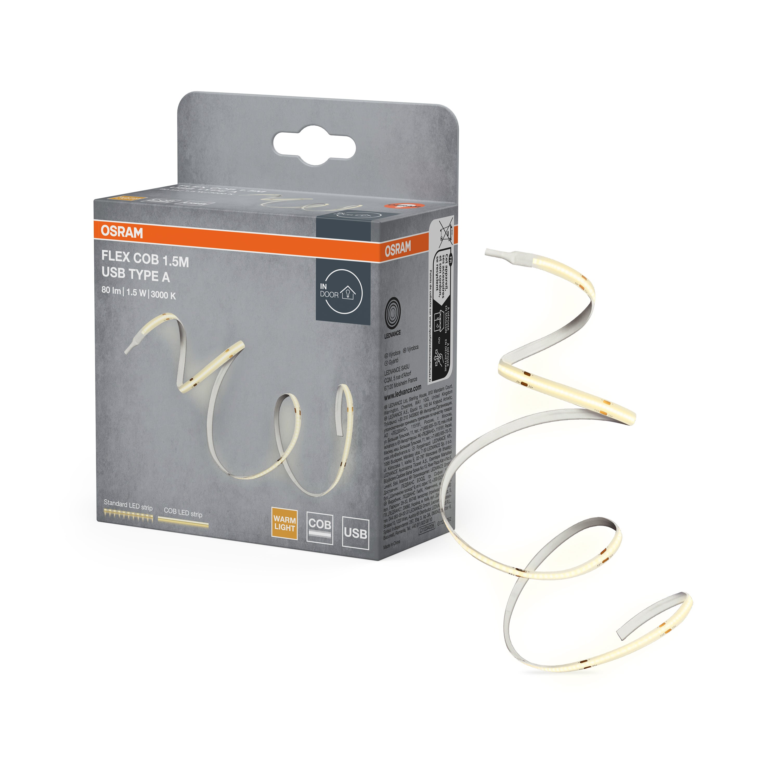 Osram LED-Band USB Type A 1,5m – Produkt mit Verpackung