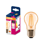 Osram LED Filament Classic P klar gold 300° – Produkt mit Verpackung