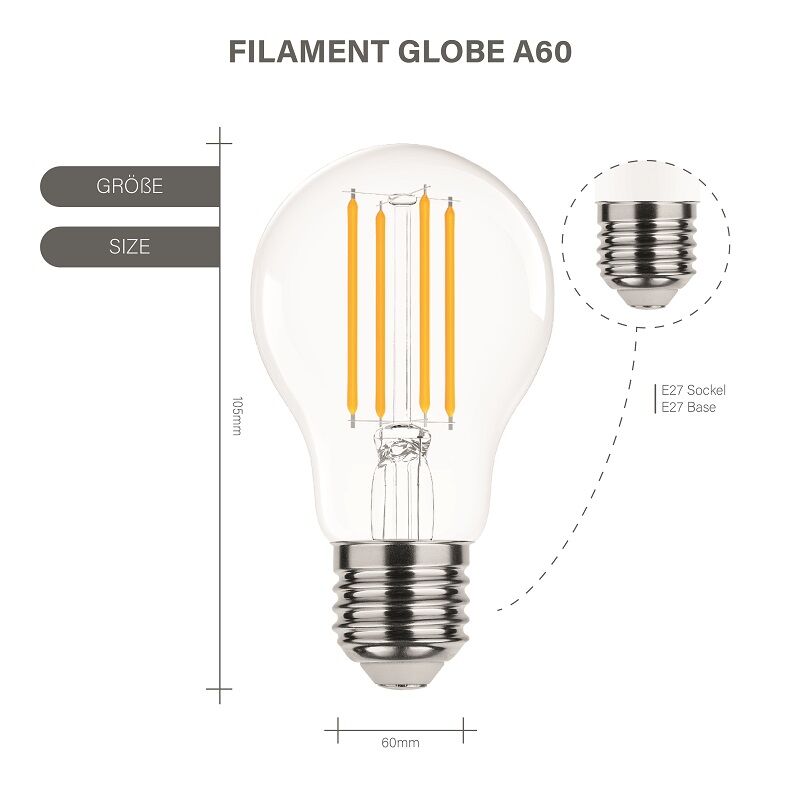 Modee LED Filament Kolbenlampe A70 12-100W/840 E27 1521lm kaltweiß nicht dimmbar