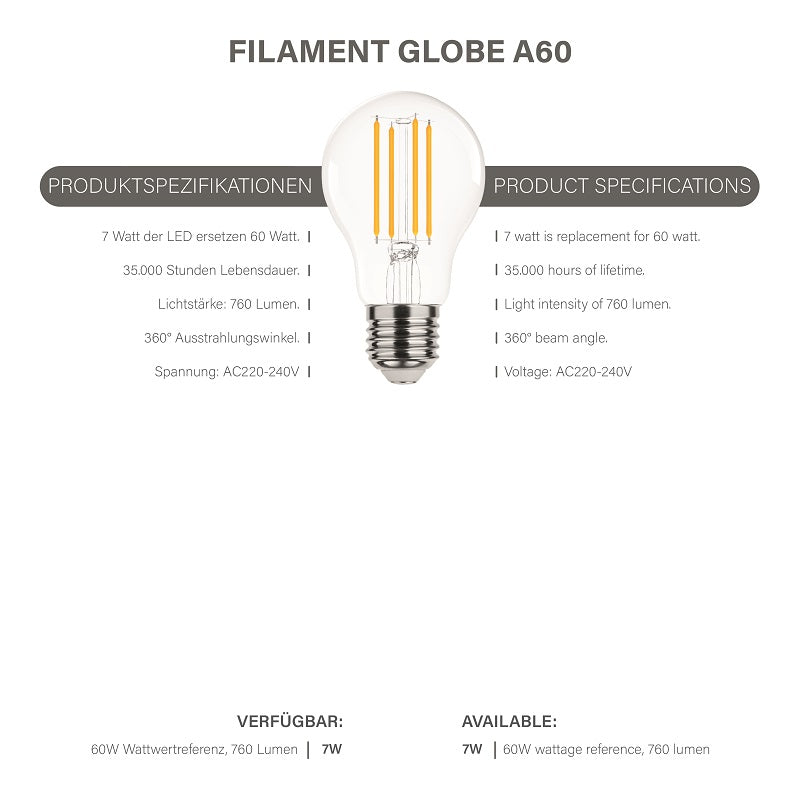 Modee LED Filament Kolbenlampe A70 12-100W/840 E27 1521lm kaltweiß nicht dimmbar