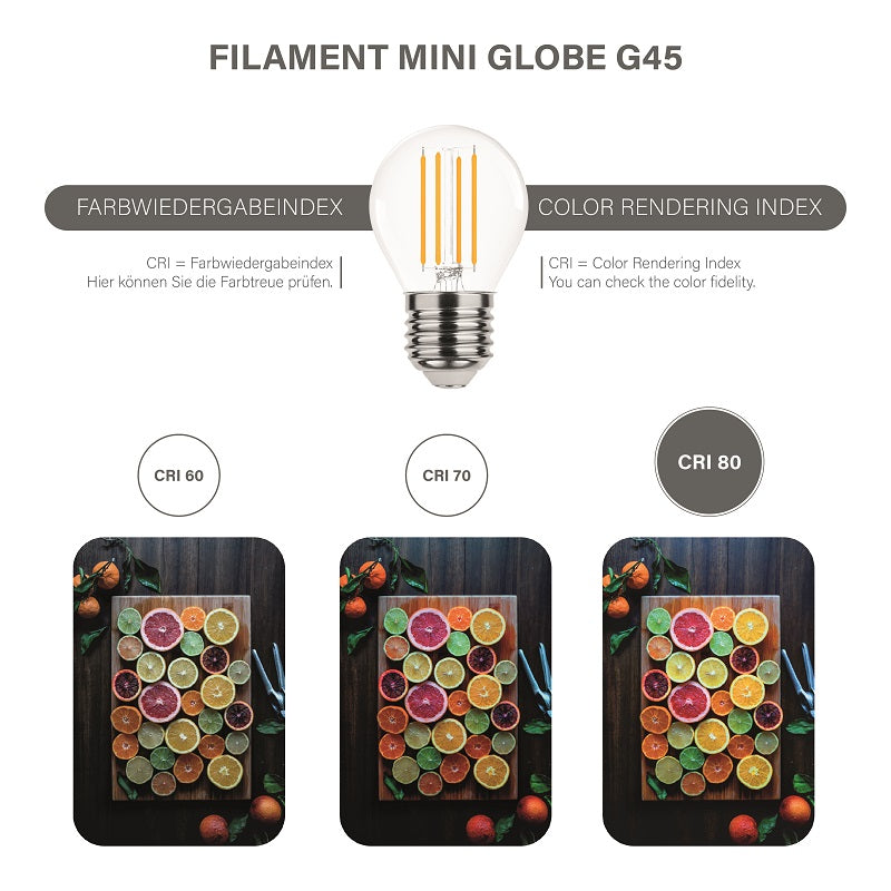 Modee LED Filament Globe Mini G45 4W/827 E27 warmweiß