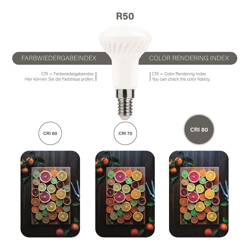 Modee LED R50 5-35W/840 E14 110° 400lm neutralweiß nicht dimmbar Reflektorform weiß 25000h ersetzt 35W