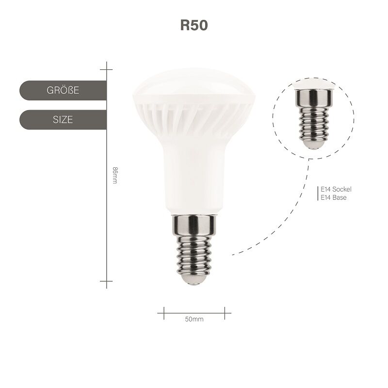 Modee LED R50 5-35W/840 E14 110° 400lm neutralweiß nicht dimmbar Reflektorform weiß 25000h ersetzt 35W