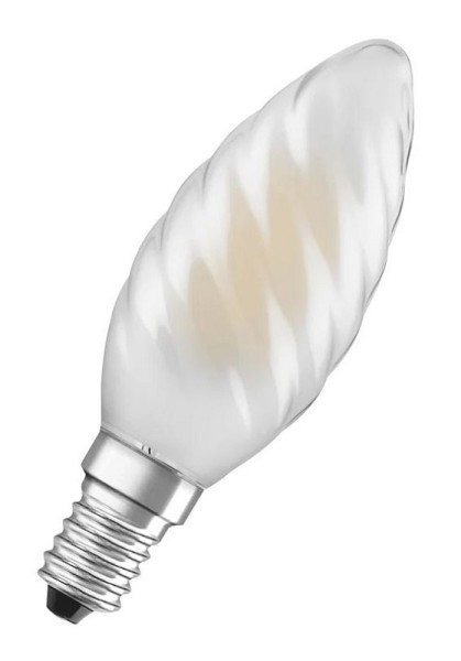 Osram LED Filament Superstar+ Kerze BW matt gedreht 300° 3,4-40W/940 neutralweiß 470lm E14 220-240V dimmbar