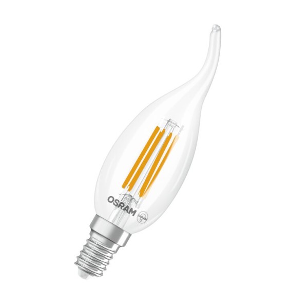 Osram / Ledvance LED Filament Superstar Kerze BA klar Windstoß 320° 3,4-40W/827 warmweiß 470lm E14 220-240V dimmbar