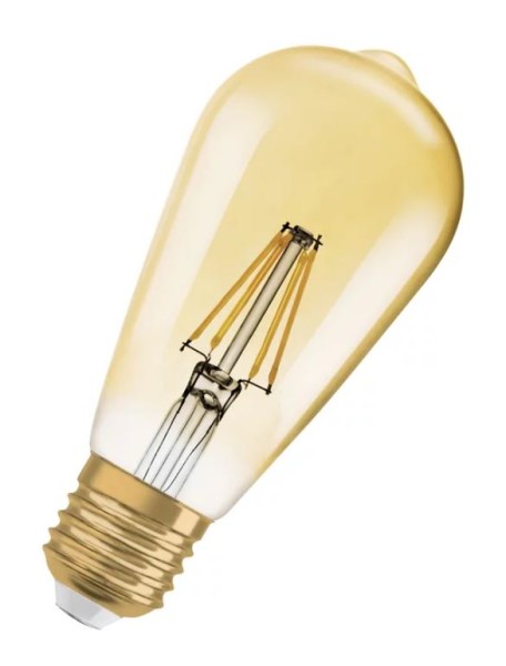 Osram LED Filament Vintage 1906 Edison ST64 gold 300° 6,5-55W/824 extra warmweiß 725lm E27 220-240V dimmbar 2er Blister