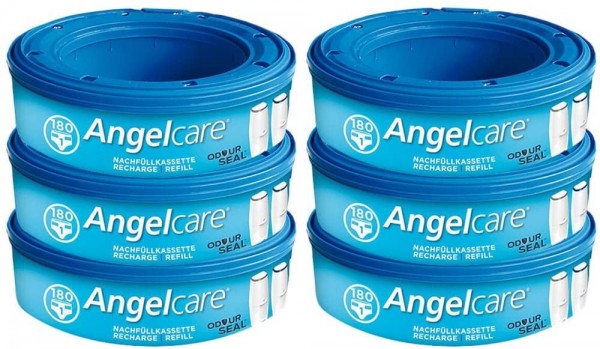 Angelcare 6er Pack Nachfüllkassetten Plus für Windeleimer Comfort, Comfort Plus und Deluxe