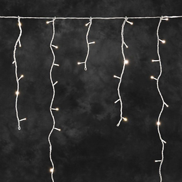 Konstsmide LED Lichtervorhang Eisregen mit funkelndem Schneeeffekt mit 90 Dioden beleuchtet Gesamtlänge 2m warmweiß inkl. 10m Zuleitung