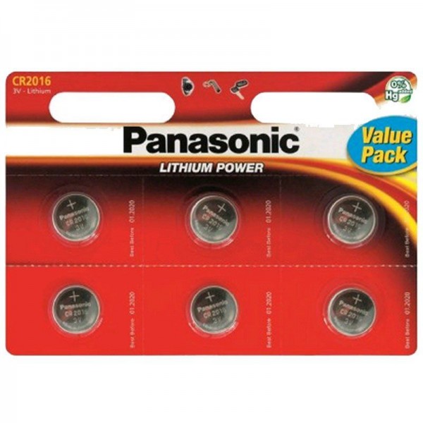Panasonic Knopfzelle Lithium Power CR 2016 3V 6er Blister