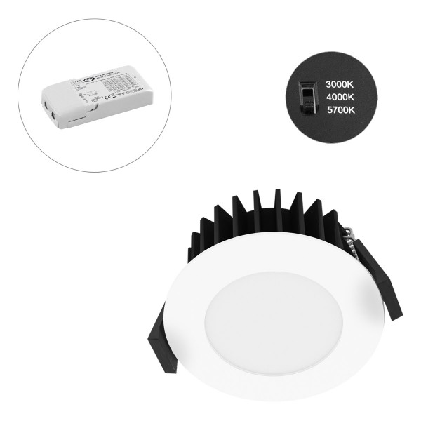 EVN LED Downlight weiß rund 85x43mm 10W 3000-5700K 706 bis 1014lm >80° 220-240V IP54