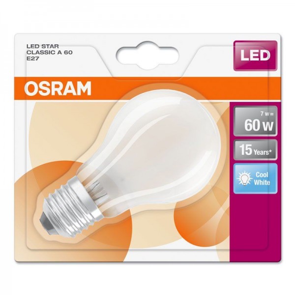 Osram LEDstar Classic A 7-60W/840 LED E27 matt 320° 806lm kaltweiß nicht dimmbar Blister