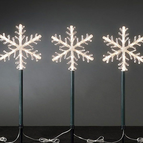 Konstsmide LED Leuchtstäbe-Set mit Schneeflocken - 5 Stäbe mit je 12 Dioden Höhe 66 cm Gesamtlänge 1300cm warmweiß