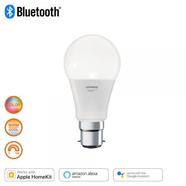 LEDVANCE LED Smart+ Bluetooth Apple Homekit Classic A 10-60W/RGBW B22d 800lm matt 240° dimmbar