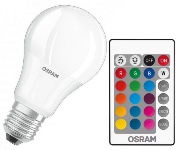 Osram LED Retrofit Classic A60 200° 9-60W/ RGBW einstellbar 806lm E27 220-240V dimmbar 2er Pack