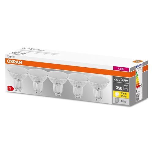 Osram LED Base PAR16 4,3-50W/827 GU10 36° 350lm warmweiß 5er Pack