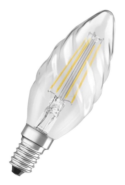 Osram LED Filament Superstar+ Kerze BW klar gedreht 300° 3,4-40W/940 neutralweiß 470lm E14 220-240V dimmbar