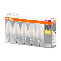 Osram LED Base Classic B Retro 4-40W/827 E14 470lm echt warmweiß nicht dimmbar matt - 5er Pack