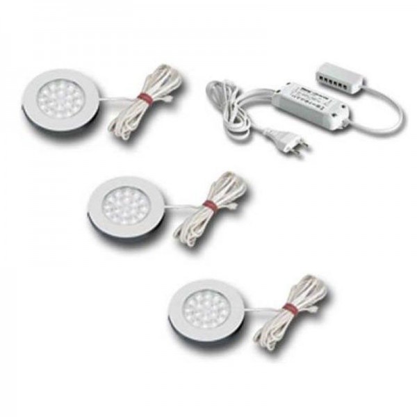 Hera 7er Set ER-LED 1,2W warm weiß edelstahloptik + Trafo LED 24/15W 61054707802