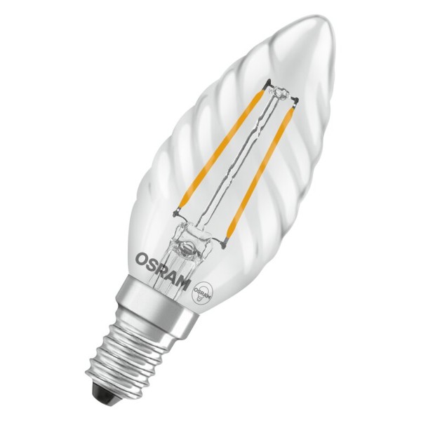 Osram / Ledvance LED Filament Star Kerze BW klar gedreht 300° 1,8-25W/827 warmweiß 250lm E14 220-240V