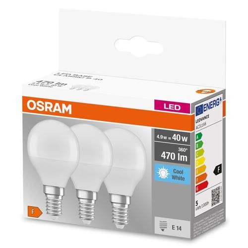 Osram LED Base Classic P 5-40W/840 E14 470lm matt kaltweiß nicht dimmbar 3er Pack