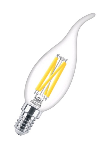 Philips LED Filament Master Kerze BA35 klar Windstoß 3,4-40W/927 warmer Schimmer 470lm E14 220-240V nur mit Spezial-Dimmern