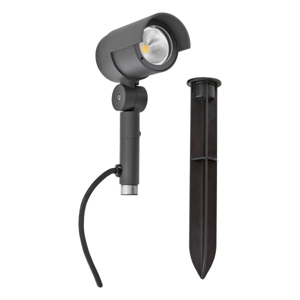 EVN LED Spot anthrazit schwenkbar drehbar rund 75x227mm 15W 3000K 934lm 41-80° 200-240V IP65 mit Erdspieß