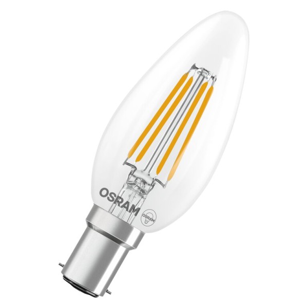 Osram / Ledvance LED Filament Star Kerze B klar 300° 3,4-40W/827 warmweiß 470lm B15d 220-240V