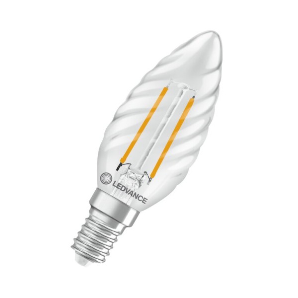 Osram / Ledvance LED Filament Superstar Kerze BW klar gedreht 320° 1,8-25W/827 warmweiß 250lm E14 220-240V dimmbar