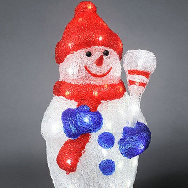 Konstsmide LED Deko-Schneemann aus Acryl inkl. Außentrafo mit 48 Dioden 24x38x19,5cm (Zuleitung 500cm) kaltweiß