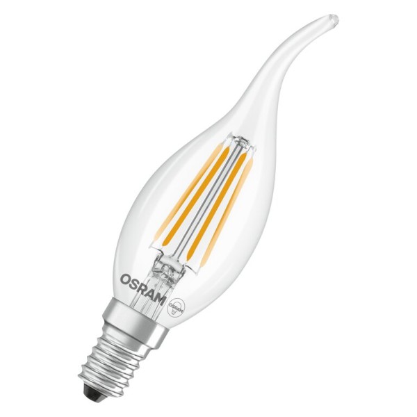 Osram / Ledvance LED Filament Star Kerze BA klar Windstoß 300° 3,4-40W/827 warmweiß 470lm E14 220-240V