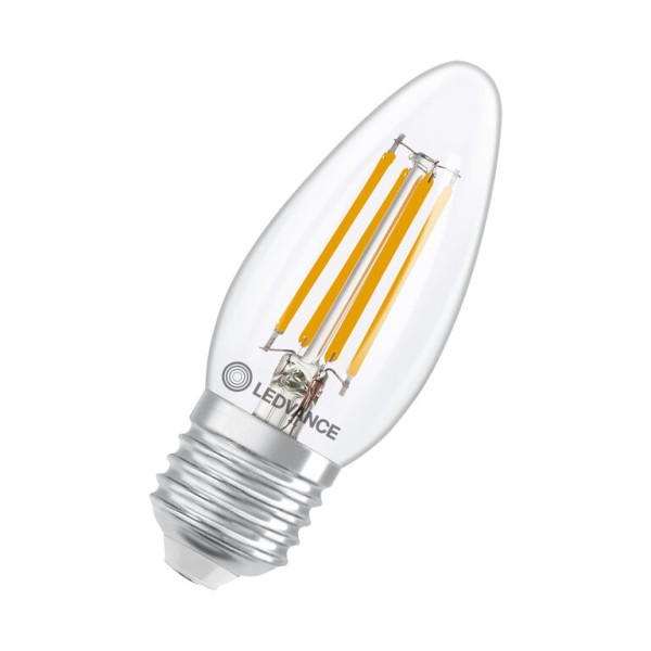 Osram / Ledvance LED Filament Kerze B klar 320° Performance 3,4-40W/827 warmweiß 470lm E27 220-240V dimmbar
