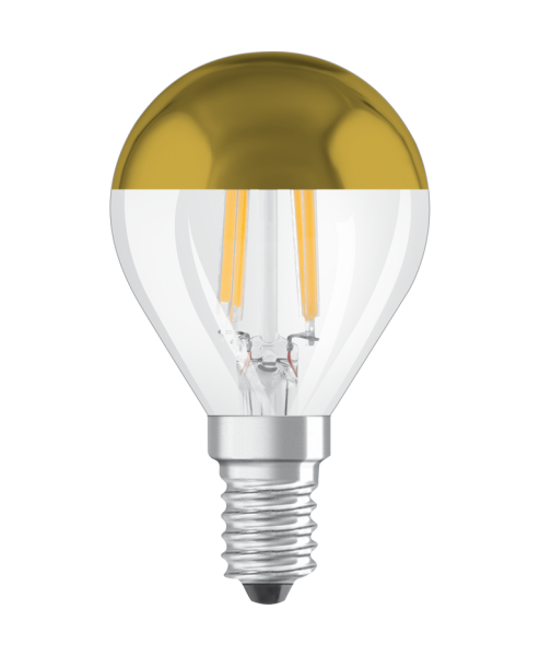 Osram / Ledvance LED Filament Tropfen P verspiegelt gold 300° 4-34W/827 warmweiß 380lm E14 220-240V