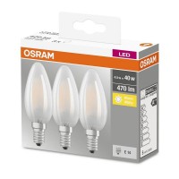 Osram LED Base Classic B Retro 4-40W/827 E14 470lm echt warmweiß nicht dimmbar matt - 3er Pack